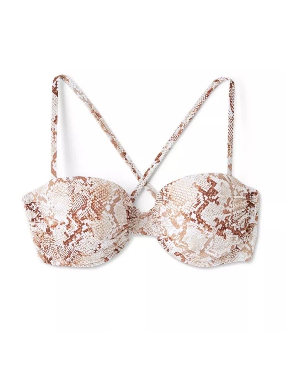 🌻NEW w/tag Shade & Shore Snakeskin Print Shirred Underwire Bikini Top Size 38DD